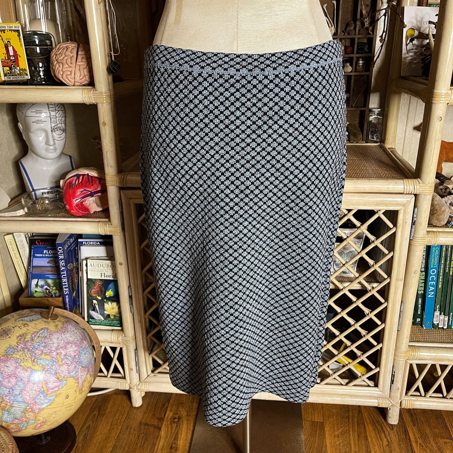 Vintage 80s High Quality Knit Skirt Set with Diamond Scale Pattern Carolyn Eve