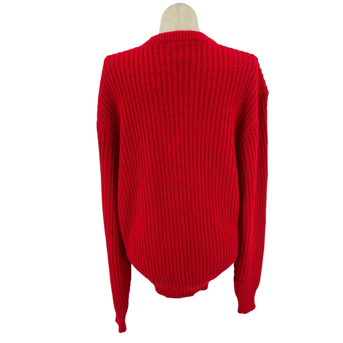 Vintage 80s Red Acrylic Sweater Chunky Knit Long Sleeve Volup Tall London Fog 2X