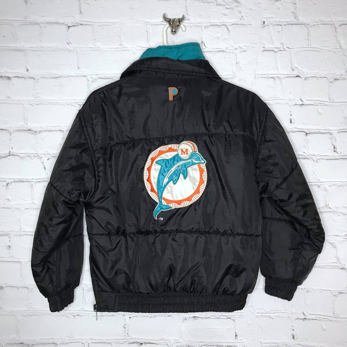 Vintage 90s Youth Reversible ProPlayer Puffer Coat Miami Dolphins NFL Football