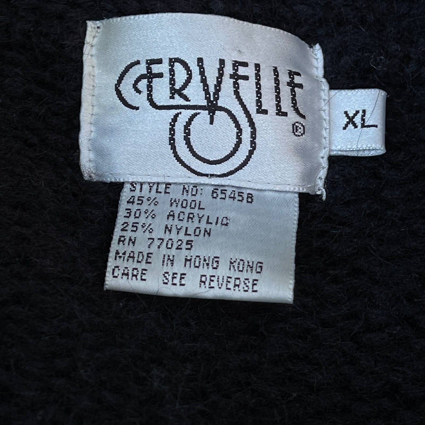 Cervelle Black Embroidered Cardigan Sweater Coat Oversized Wool 80s Vtg Size XL