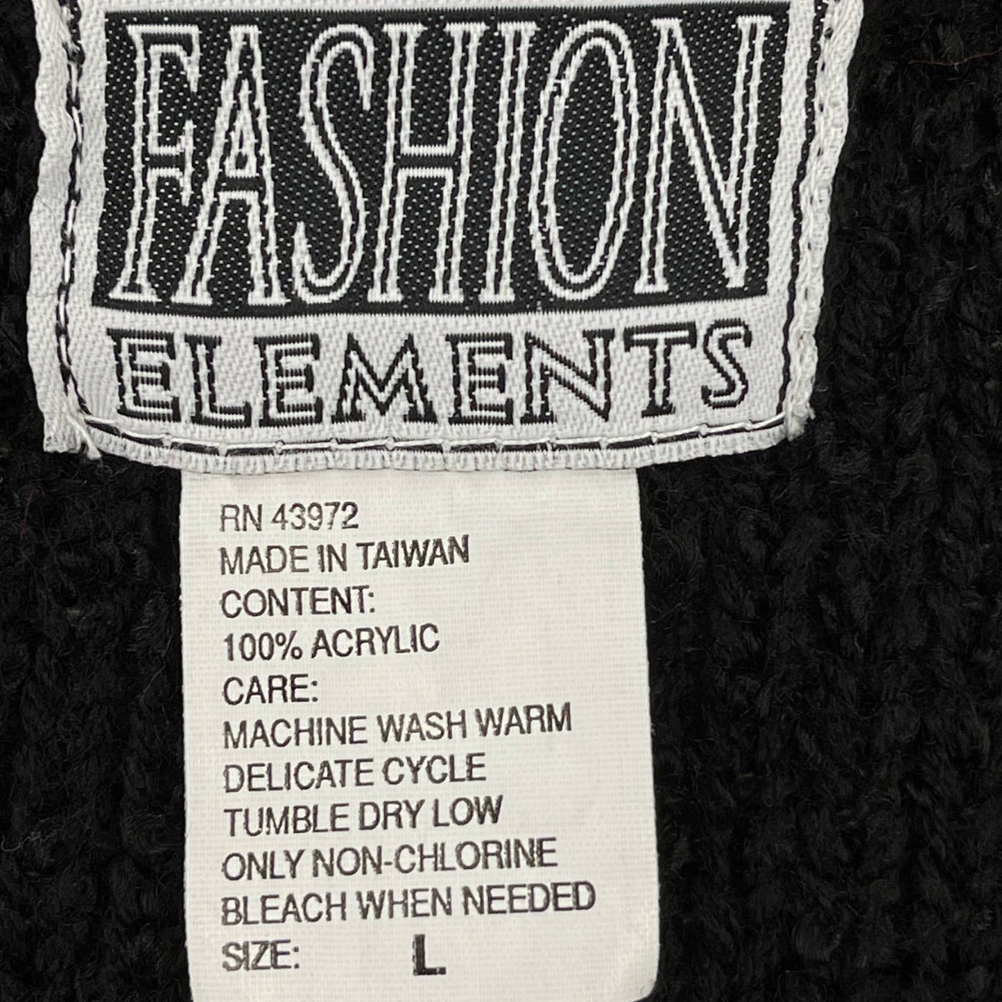 Vintage 80s Black Boucle Long Cardigan Sweater Coat Pockets Fashion Elements L