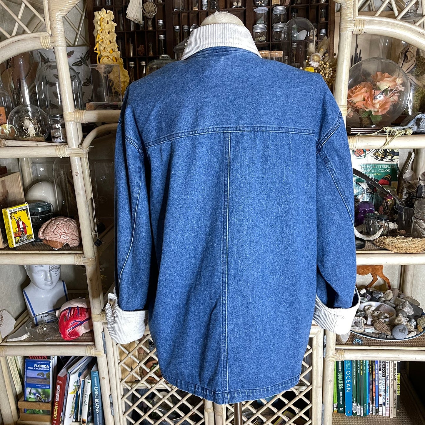 Vintage 90s Work Wear Jacket Denim and Corduroy Zip Front Volup Cherokee Size XL