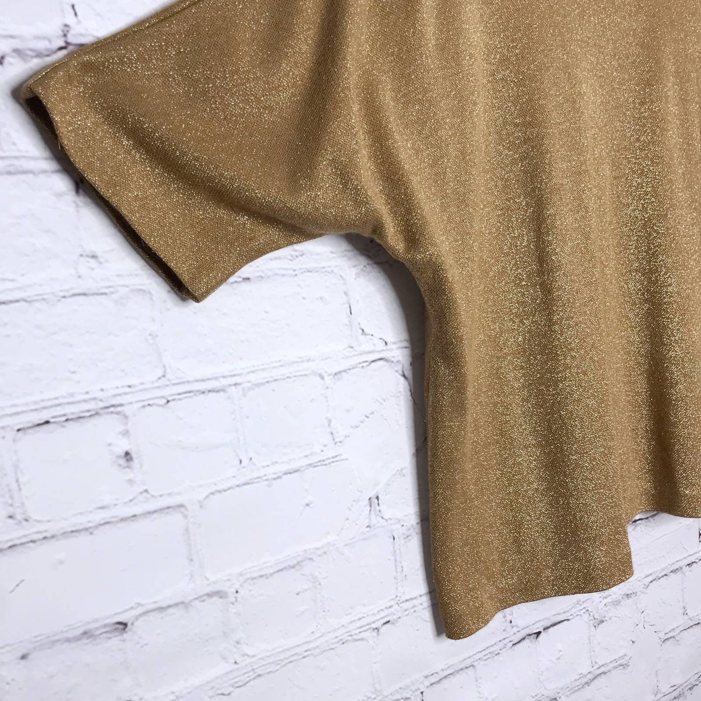 Vintage 80s Gold Dolman Sleeve Blouse Metallic Knit Starfire Size 8