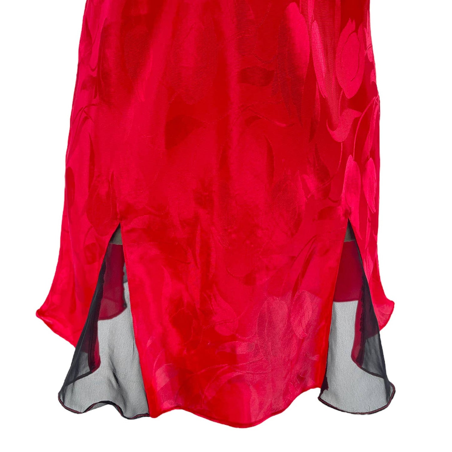 90s Red Satin Tulip Nightie Slip Dress Tassel Gold Label Victoria’s Secret L