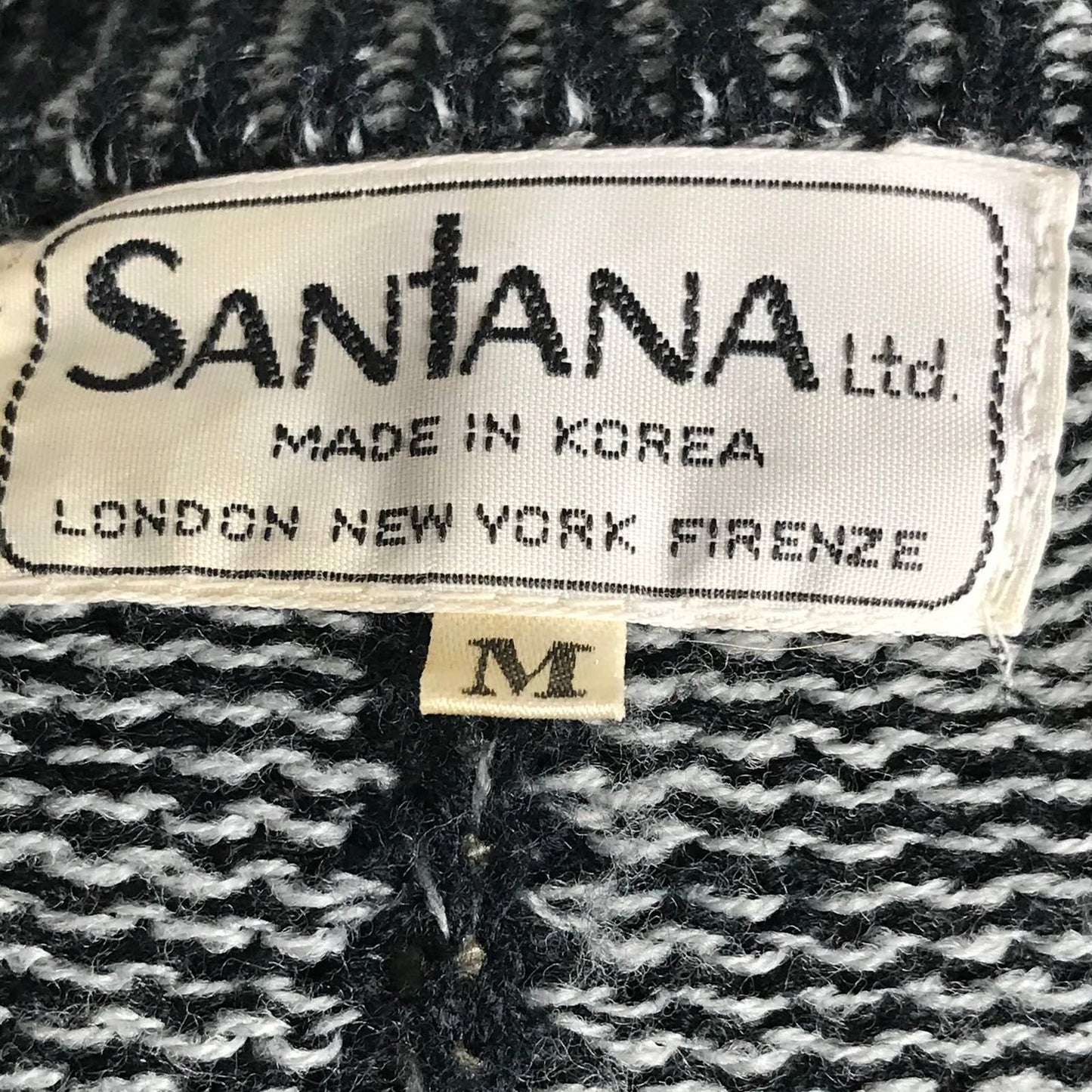 Vintage 80s Black Sweater with Leather Trim Industrial Unisex Santana Size M