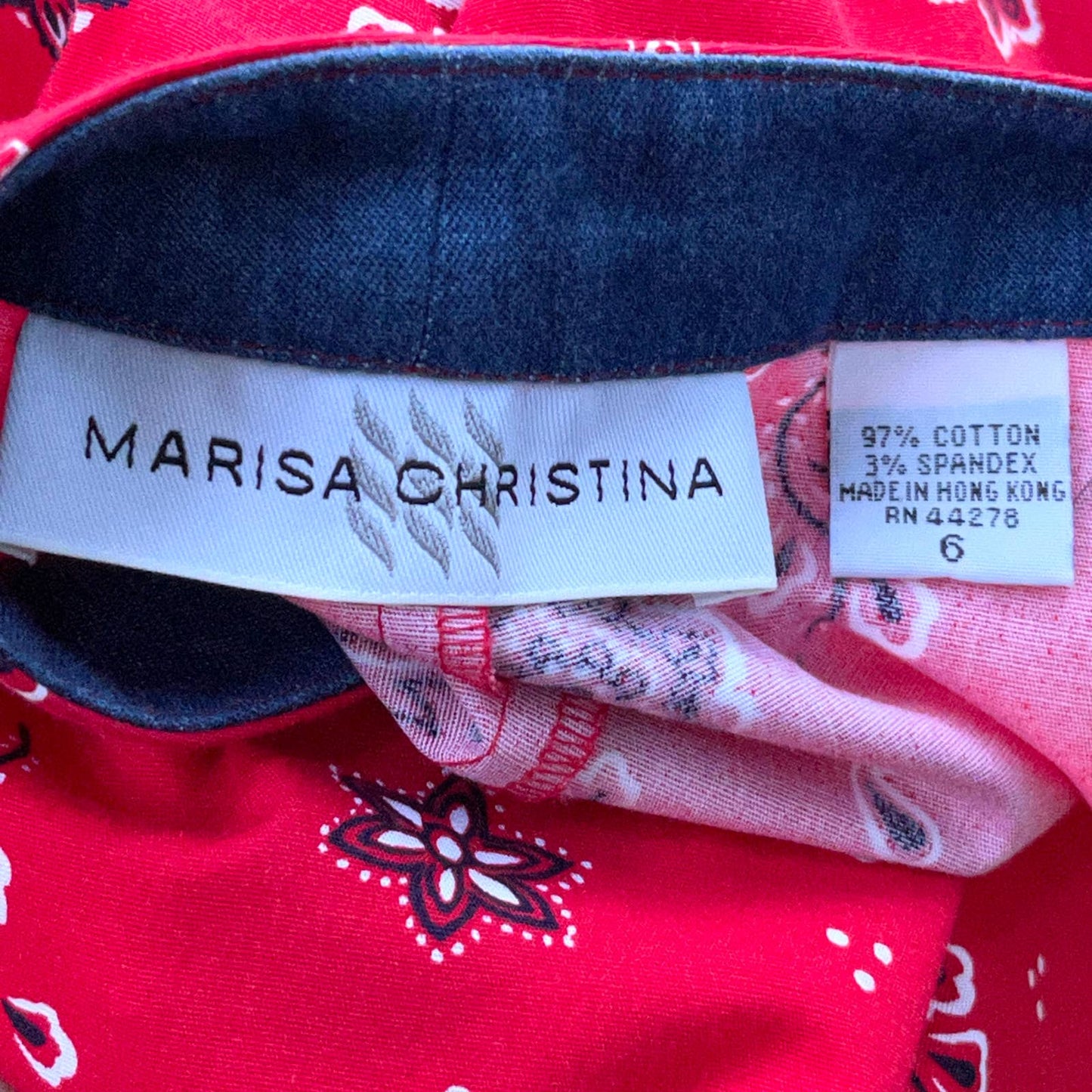 Vintage 90s Red Bandana Print Maxi Skirt Cotton Farm House Chic Marisa Christina