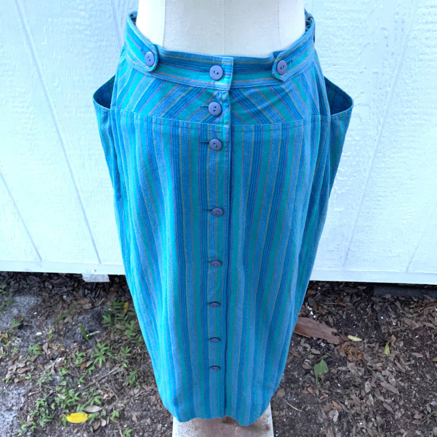 Vintage 80s 90s Striped Cotton Twill Maxi Skirt Colours by Alexander Julian