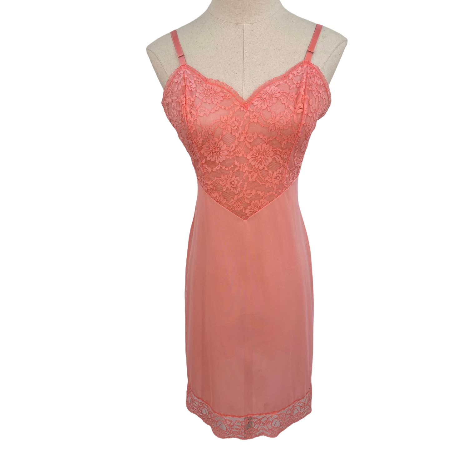 Vanity Fair Coral Lace Bust Slip Short Dress Style Lingerie 50s
