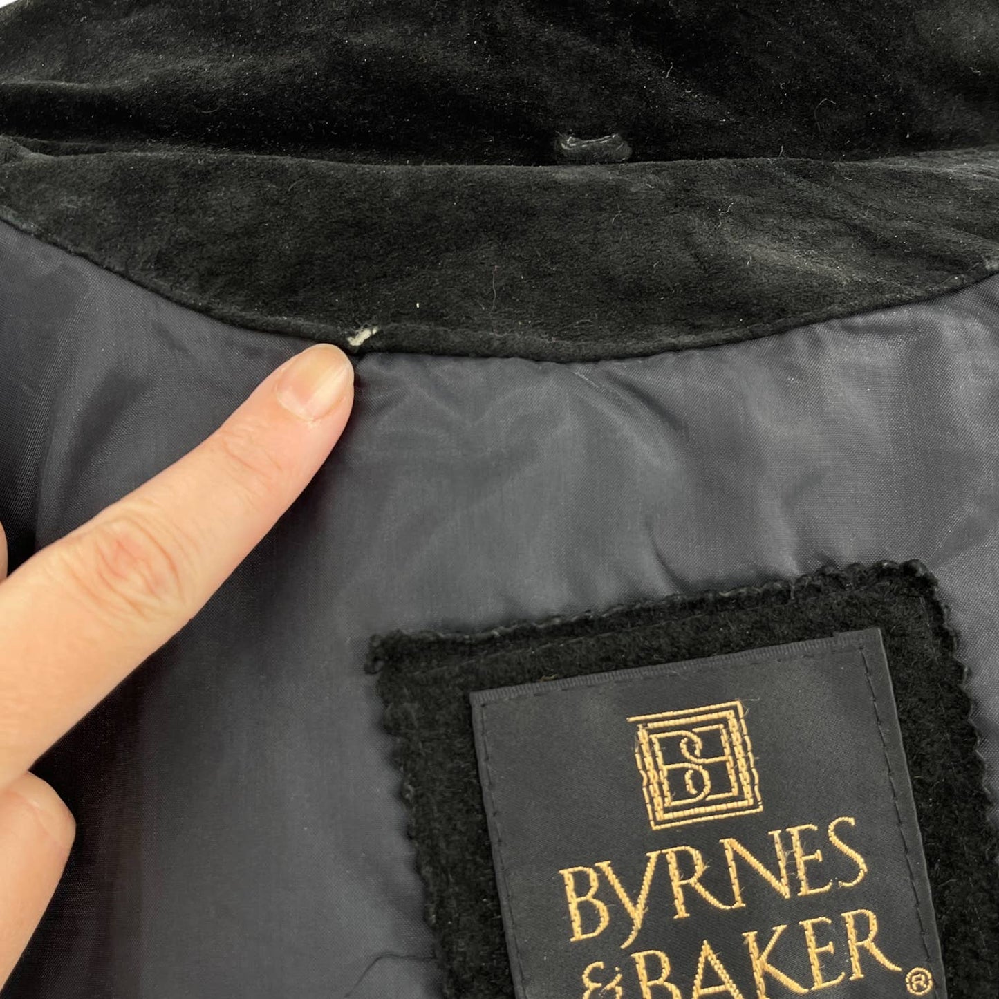 80s Black Suede Fringed Jacket Buffalo Nickel Snaps Biker Byrnes & Baker Size M