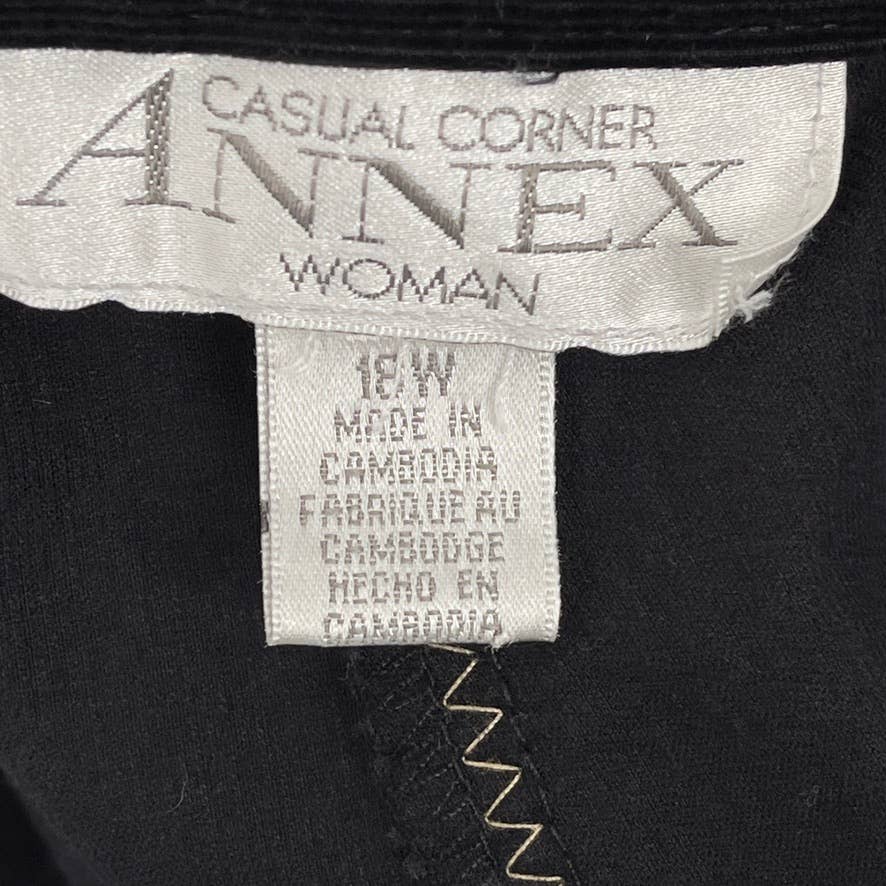 Vintage 90s Black Corduroy Skirt Volup Knee Length Casual Corner Annex Size 18W
