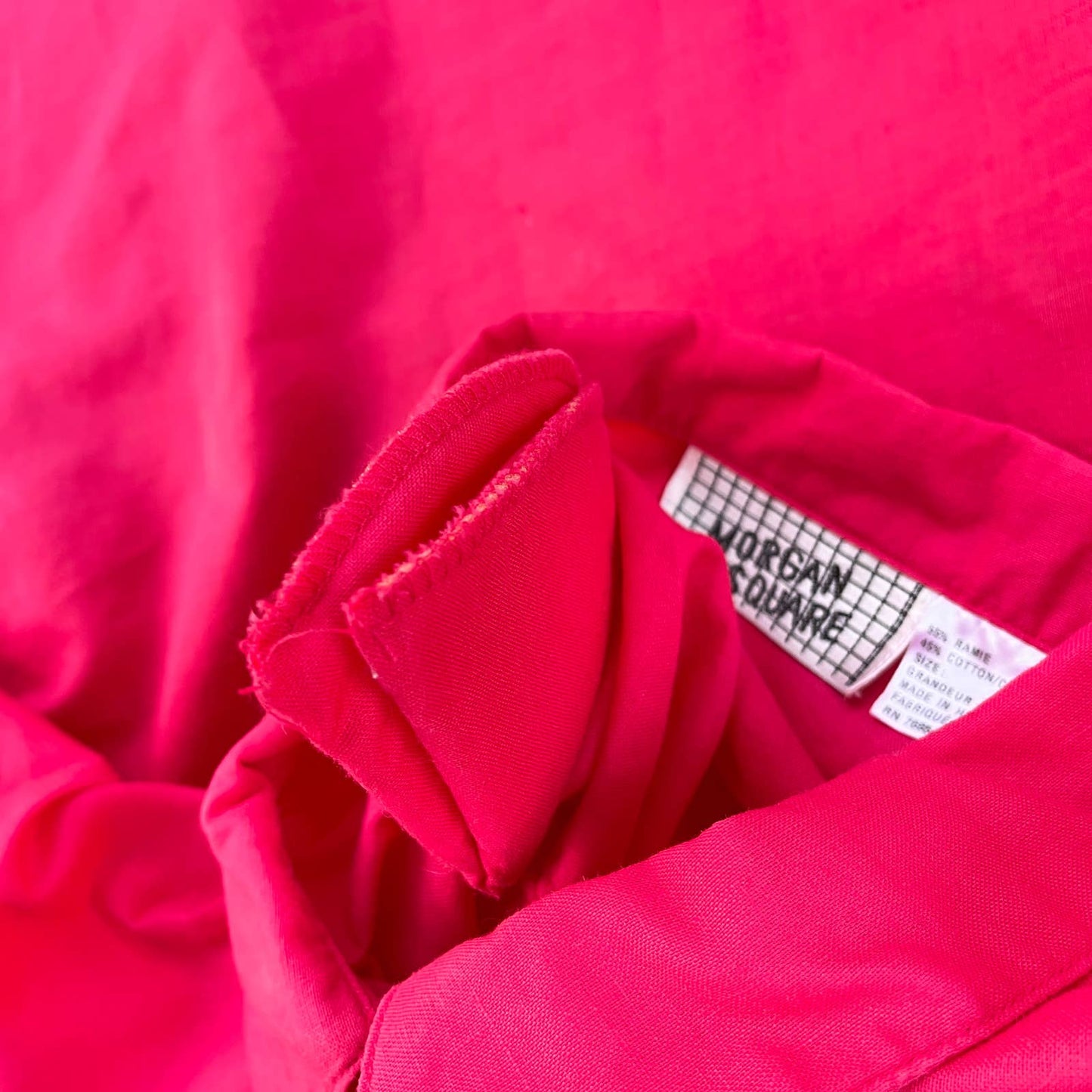 Vintage 90s Hot Pink Boxy Blouse Cotton Blend Button Up Morgan Square Size 22