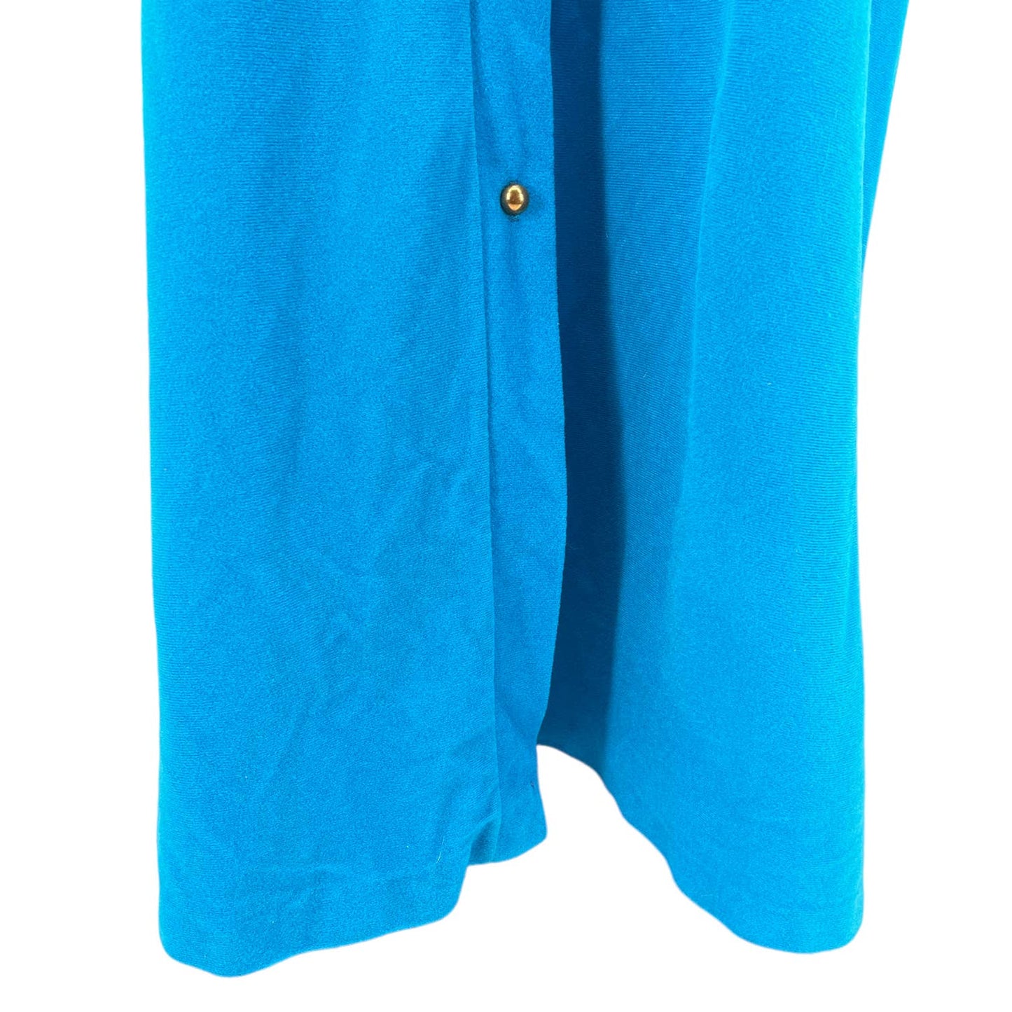 Vintage 80s Blue Velour Fleece Robe House Dress Metal Dome Buttons Sears Size M