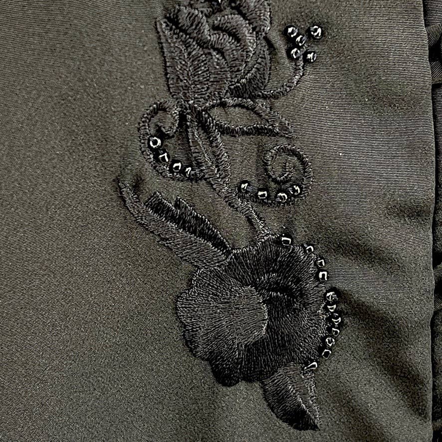 Vintage 90s Dress Vest Black Sleeveless Floral Embroidery Beaded Jordan Size 20