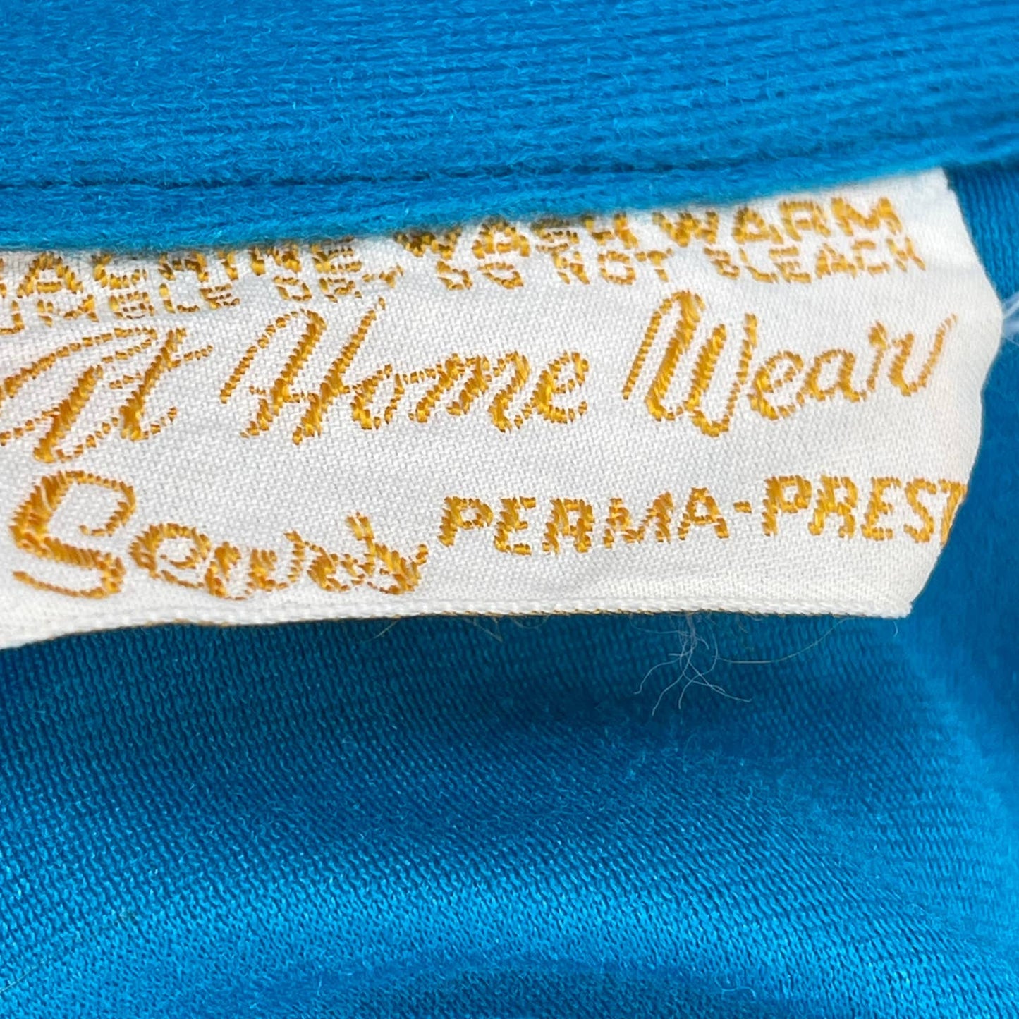 Vintage 80s Blue Velour Fleece Robe House Dress Metal Dome Buttons Sears Size M