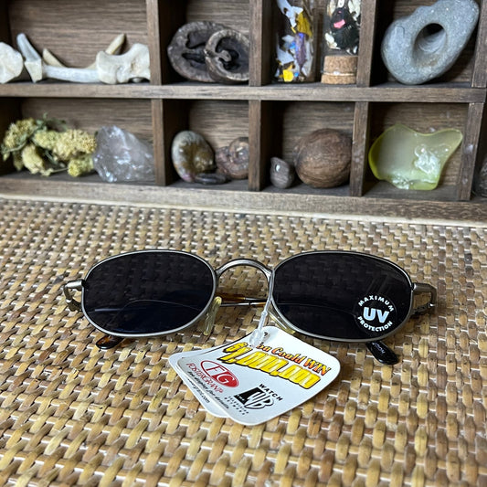Vintage 90s Sunglasses Metal Frame Black Lenses Tortoise Deadstock FosterGrant