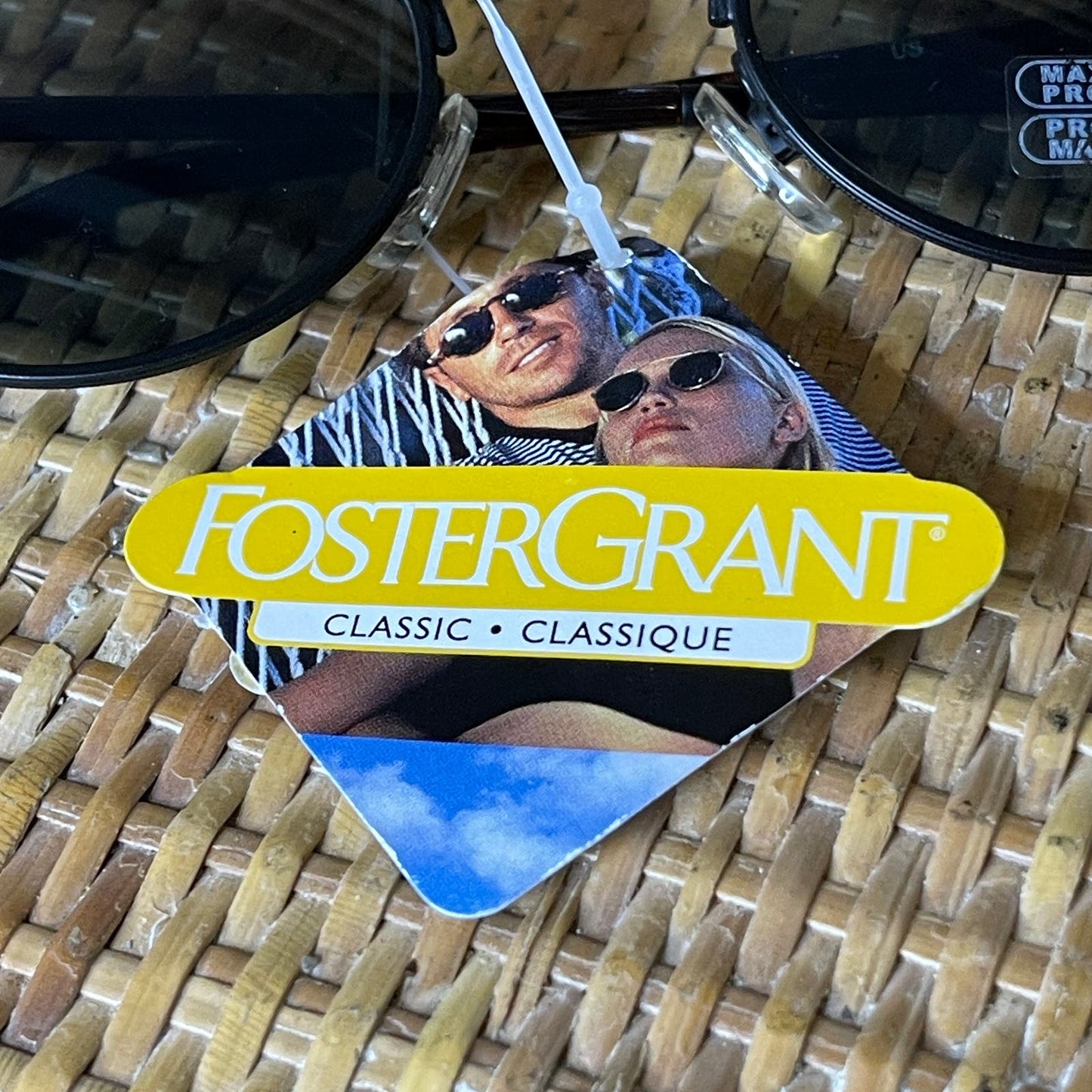 90s Sunglasses Black Metal Frame Black Lenses Tortoise Deadstock FosterGrant