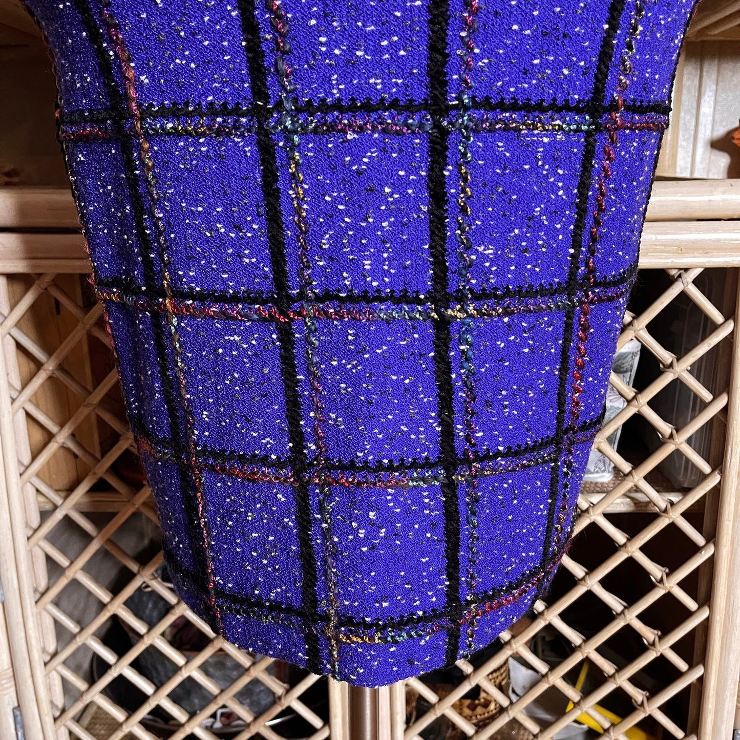 Vintage 80s Purple Knit Plaid Pencil Skirt Pull On High Quality Steve Fabrikant