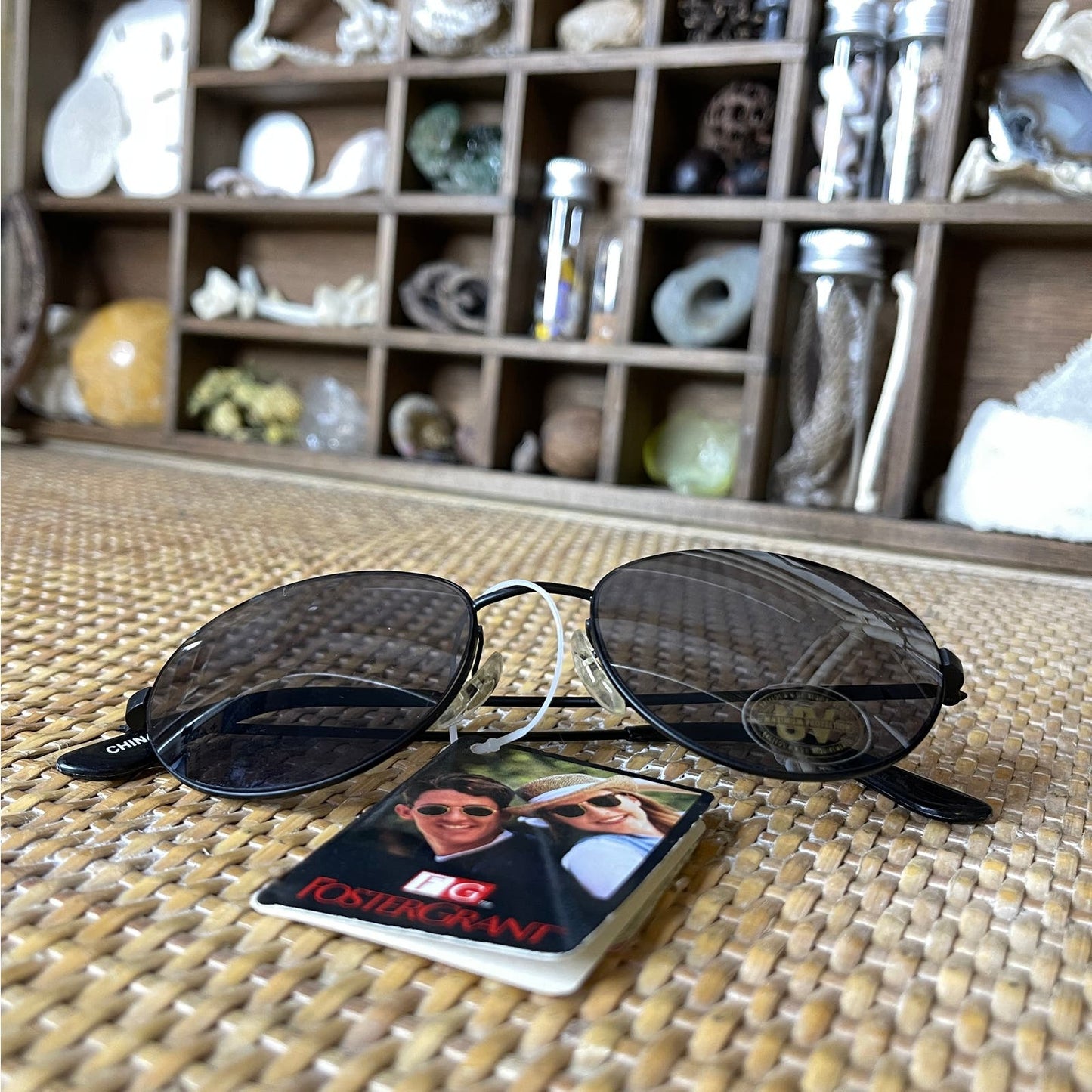 Vintage 90s Sunglasses Metal Frame Black Lenses Deadstock FosterGrant