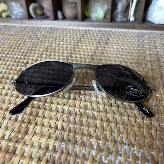 Vintage 90s Sunglasses Metal Frame Black Lenses Deadstock FosterGrant