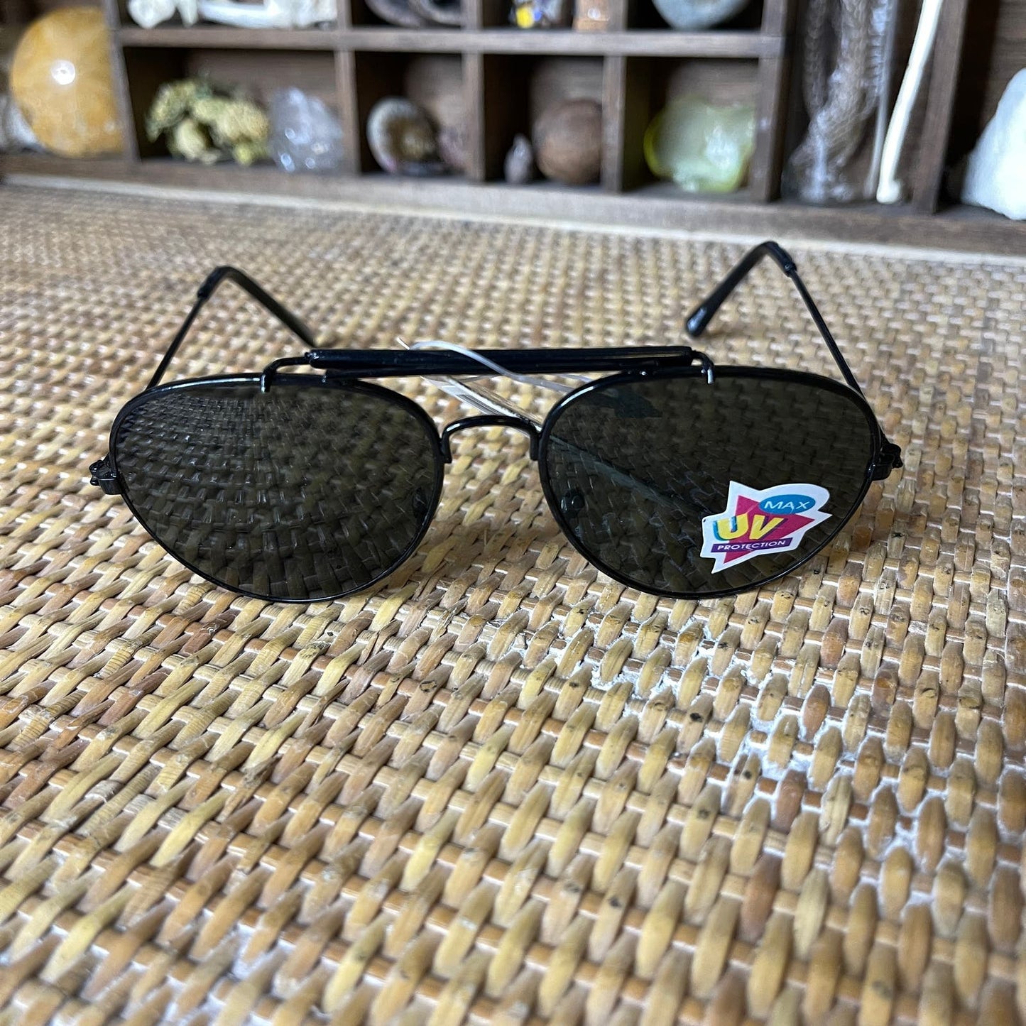 Vintage 90s Kids Aviator Sunglasses Metal Frame Black Lenses FosterGrant