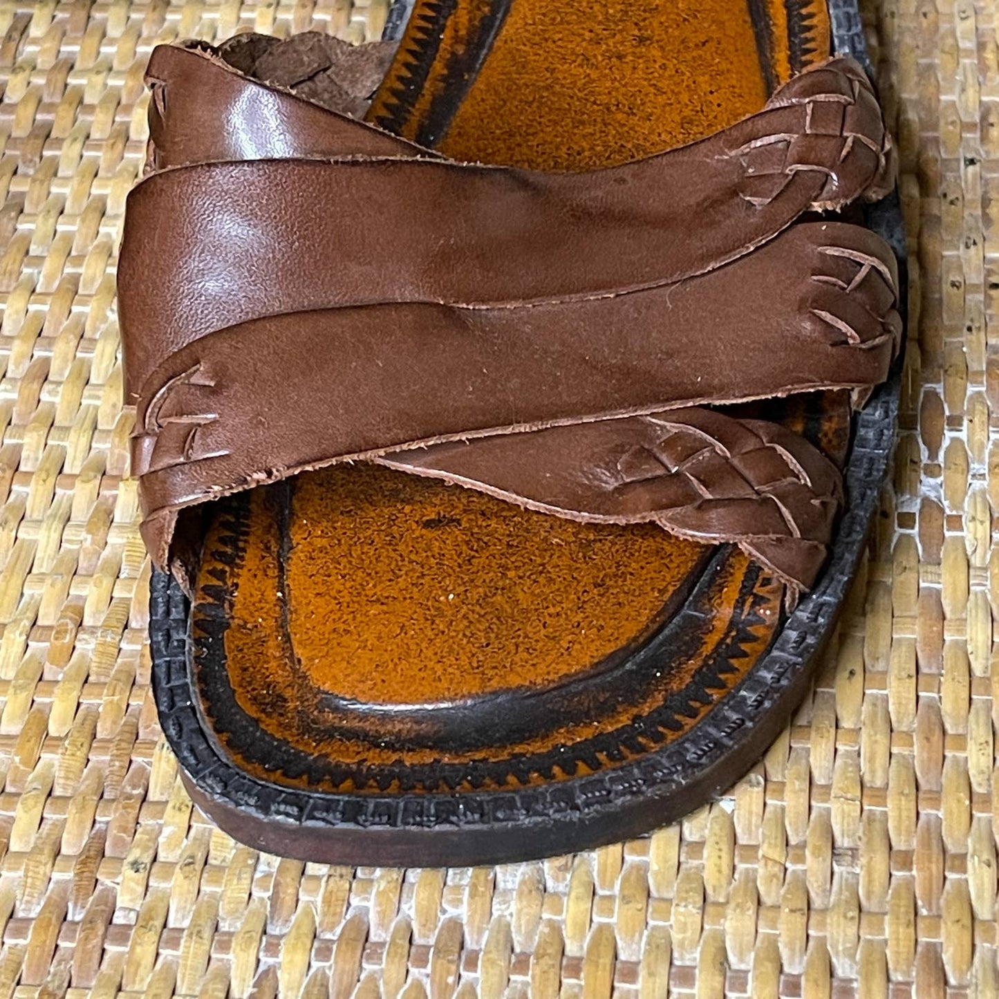 Vintage 90s Brown Leather Sandals Square Toe and Heel by Romano size 8.5