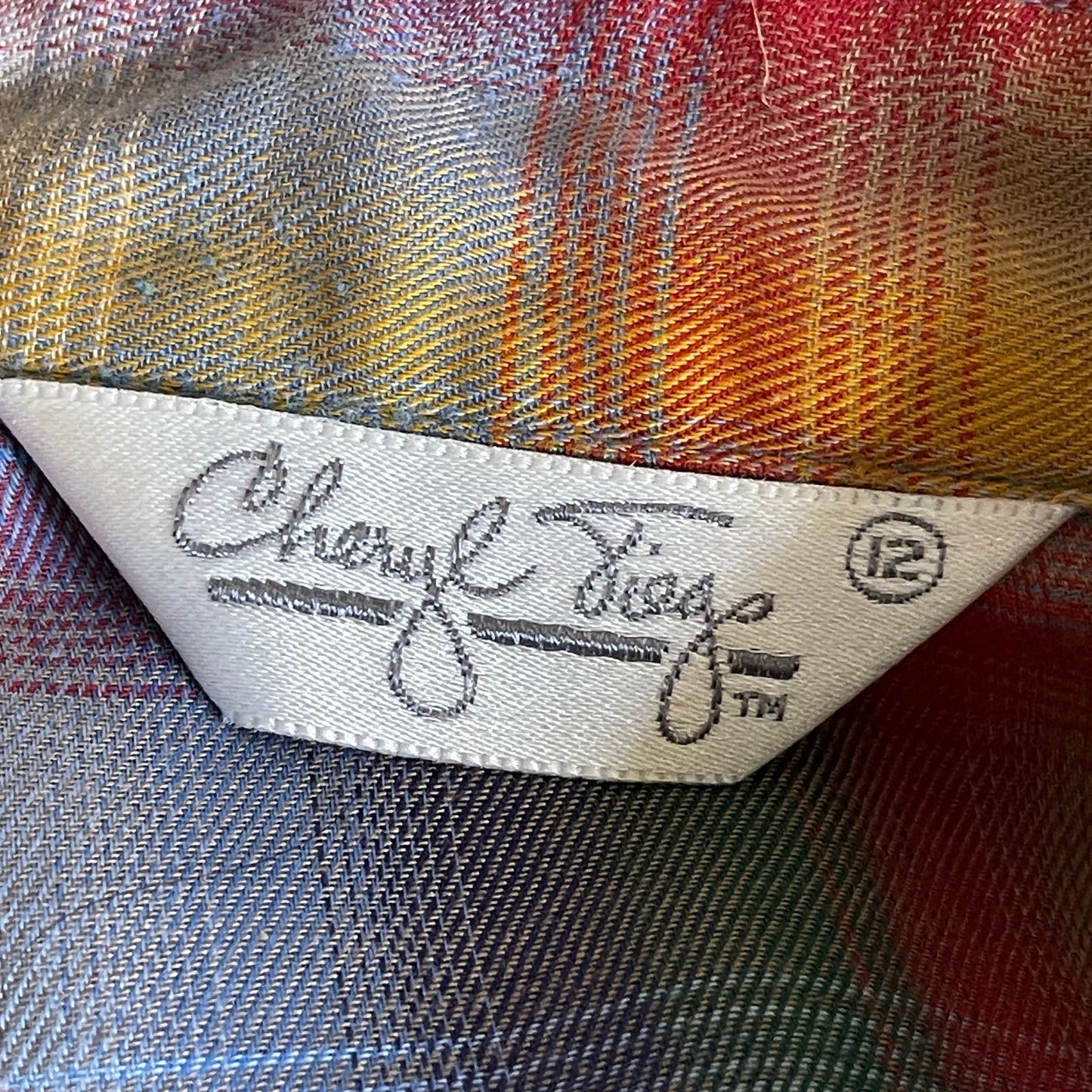 Vintage 80s Rainbow Plaid Button Up Shirt with Ruffle Front by Cheryl Tiegs 12