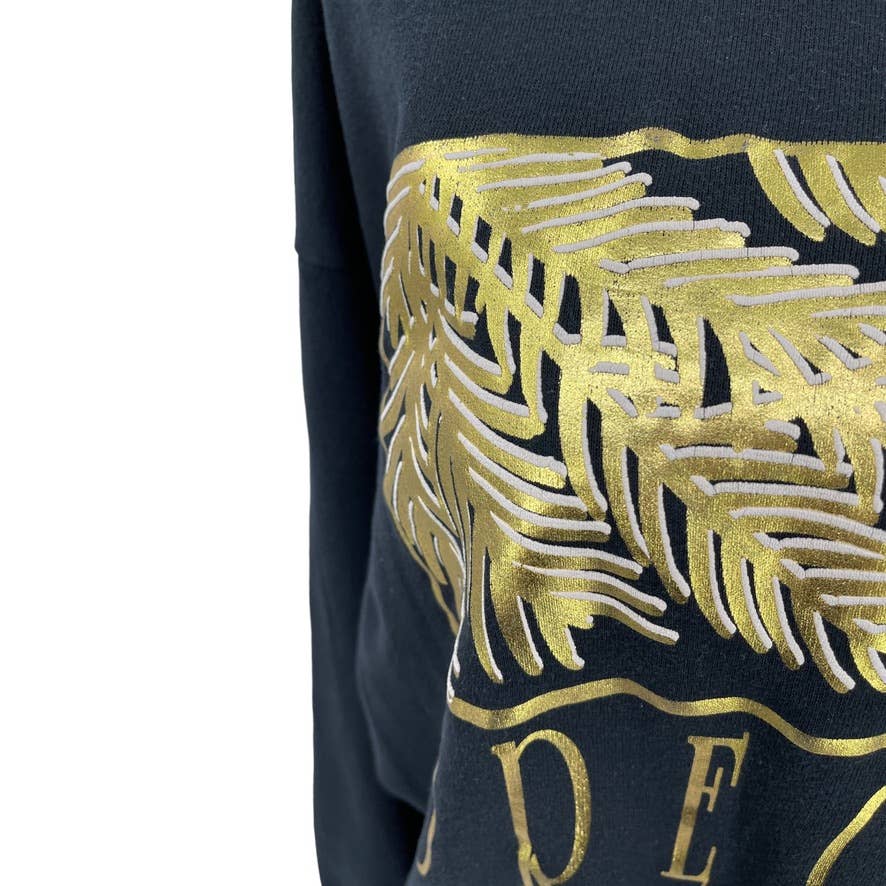 Vintage Y2K Black and Gold Oregon Sweatshirt Pine Tree Branch Jerzees Size 2X