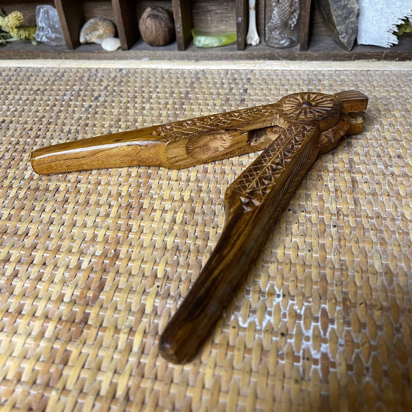 Vintage Hand Carved Wood Nutcracker Bohemian Holiday Decor