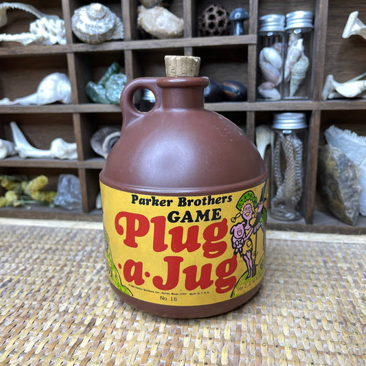 Vintage 60s Game Plug a Jug Brown Plastic Jug Container by Parker Brothers