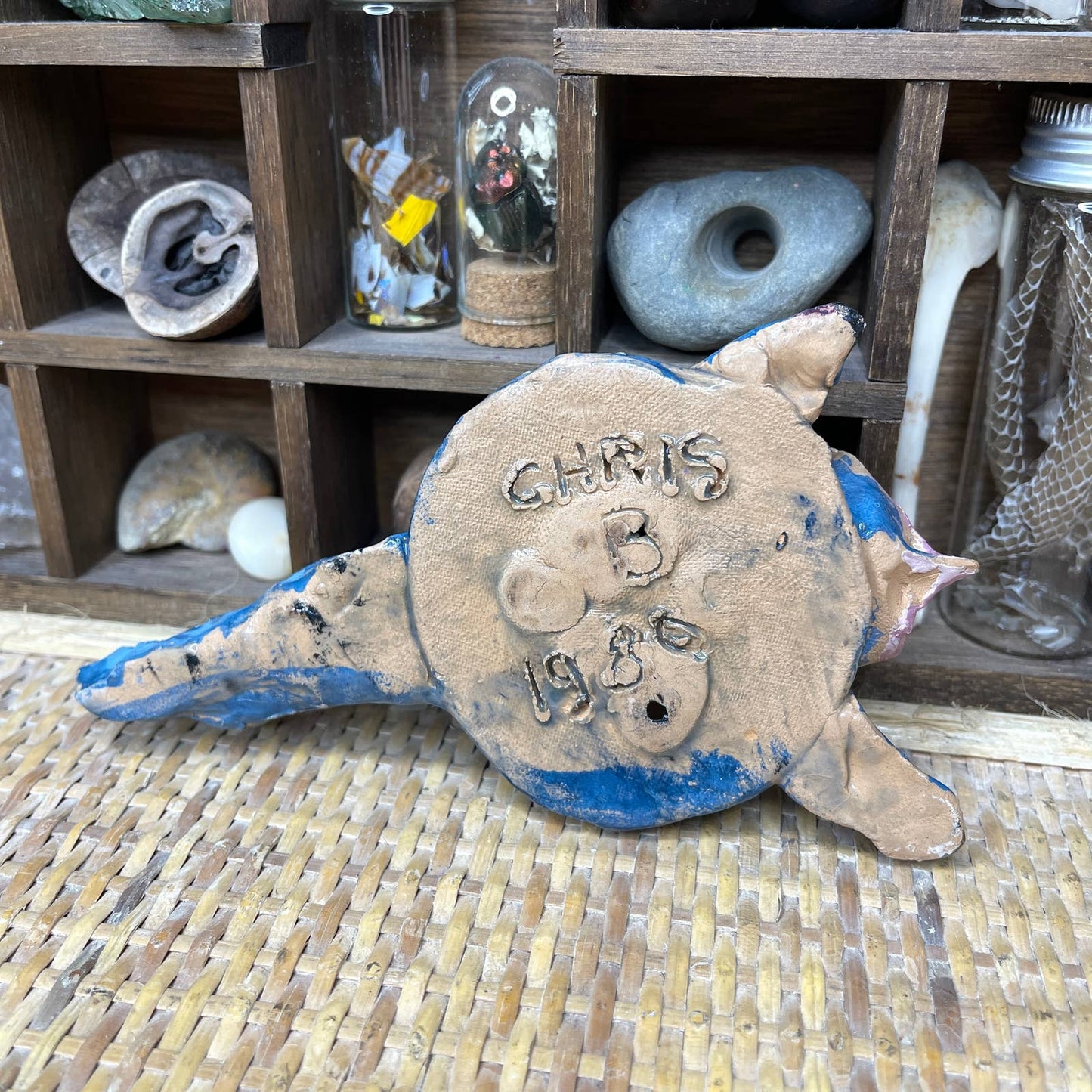 Vintage 80s Funky School Project Demon Hedgehog Made from Clay