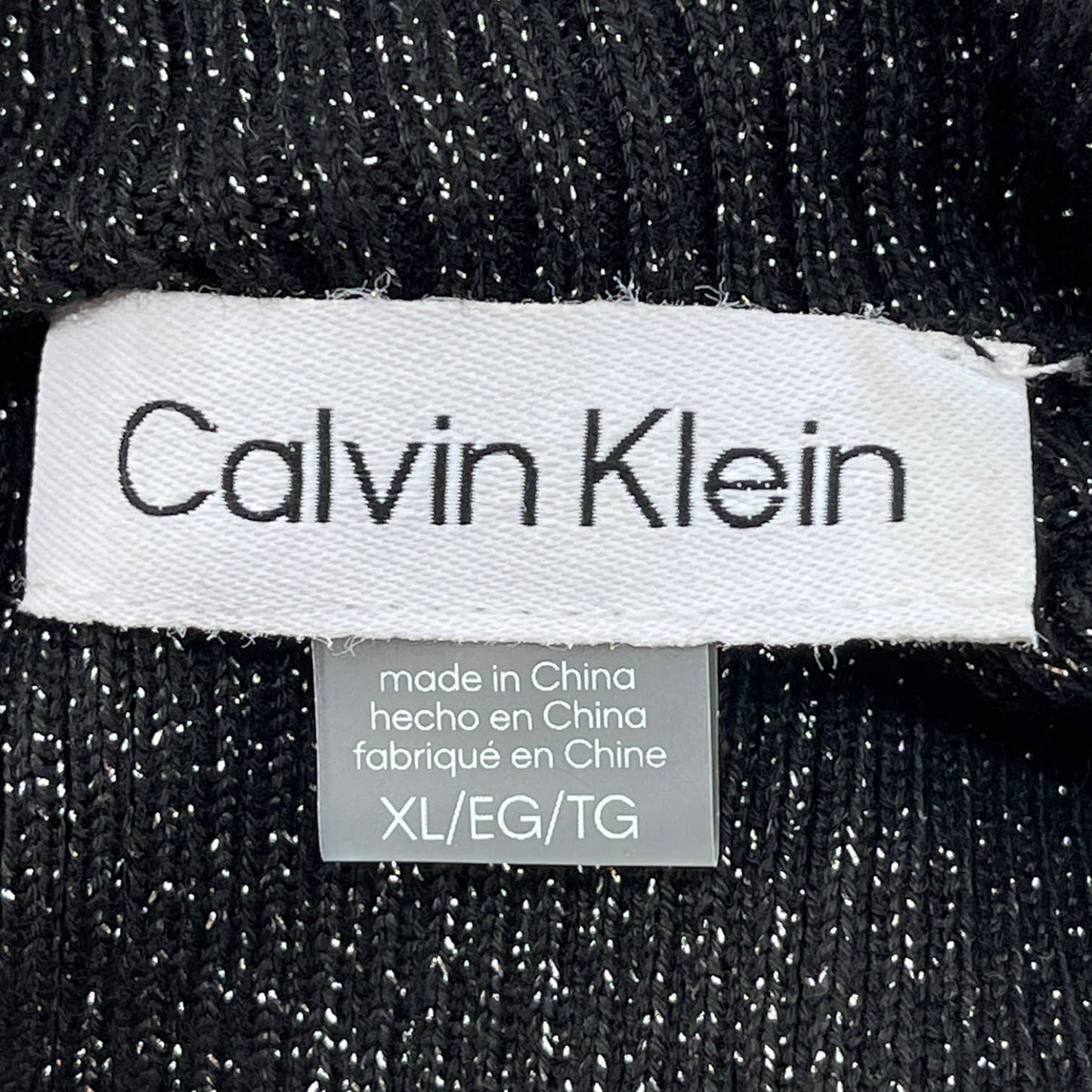 Calvin Klein Long Sleeve Turtle Neck Skater Dress Dark Gray and Silver Size XL