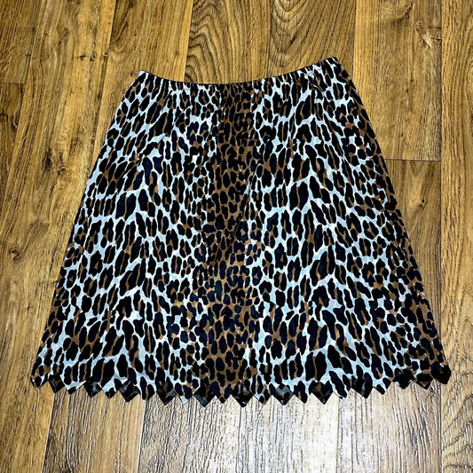 Vanity Fair 60s Leopard Print Half Slip Jungle Vixen Serrated Edge Mini Skirt Size S