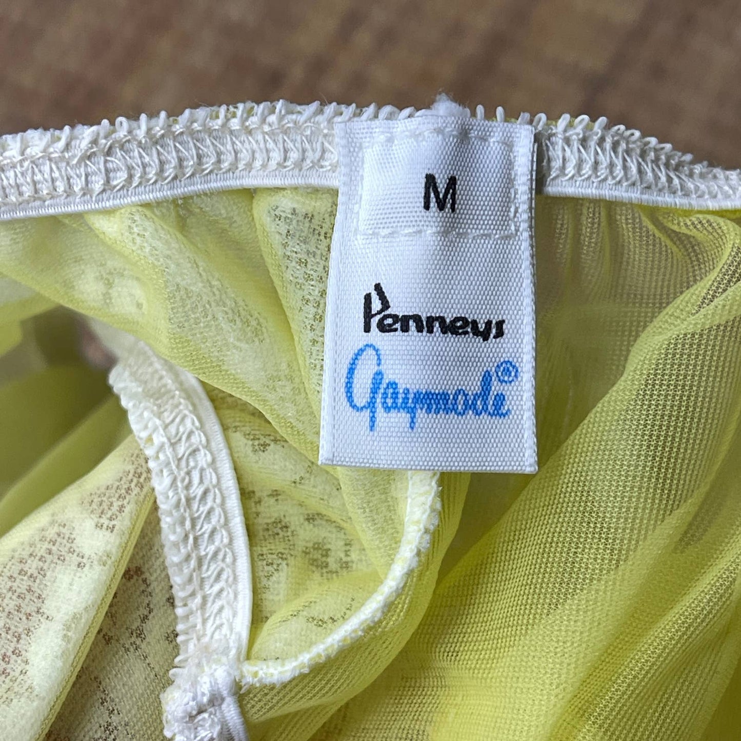 Vintage 60s Sheer Yellow Panties with White Lace Panel Front by Gaymode Size M