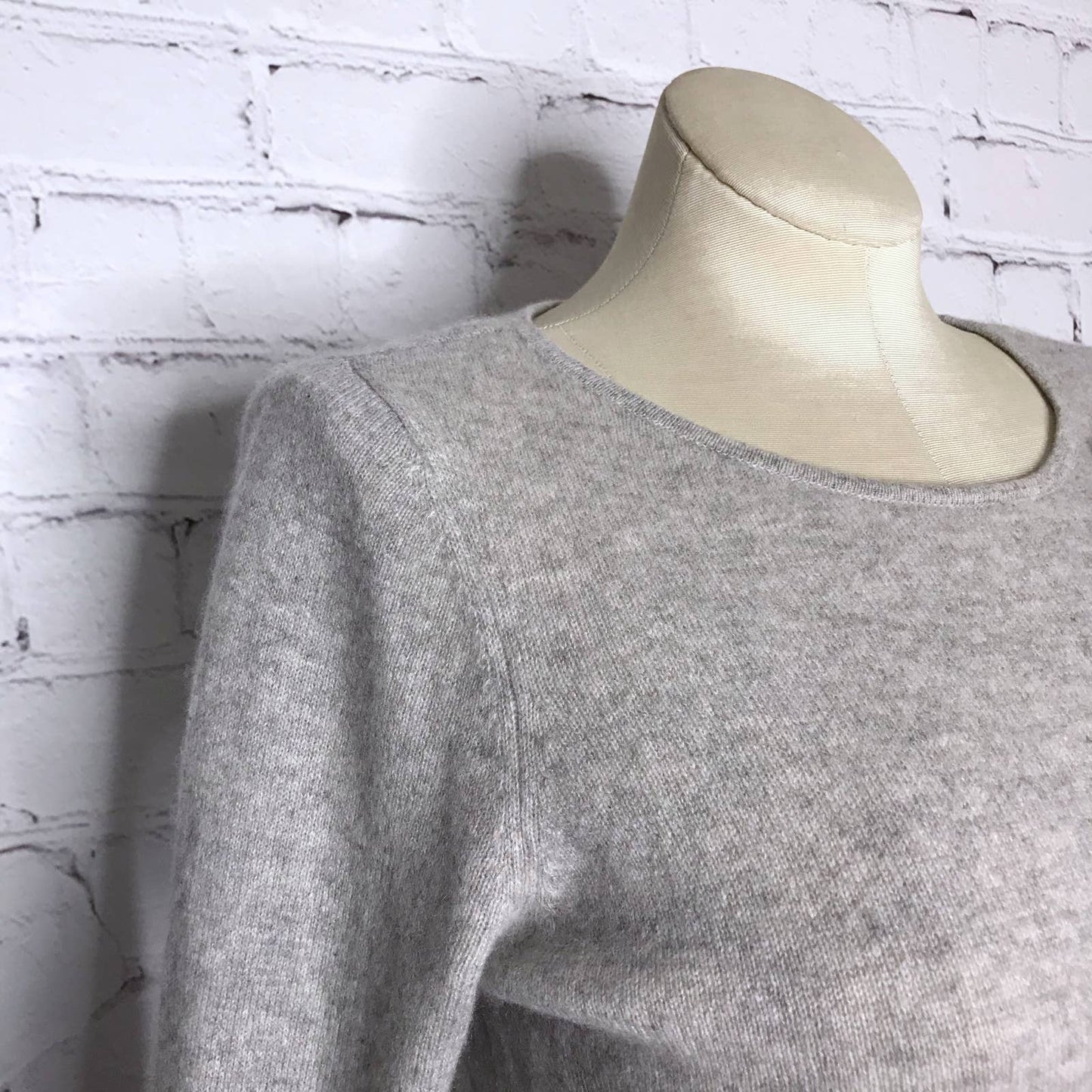 Charter Club Gray Cashmere Sweater Peplum Bell Sleeve Embellished Size M