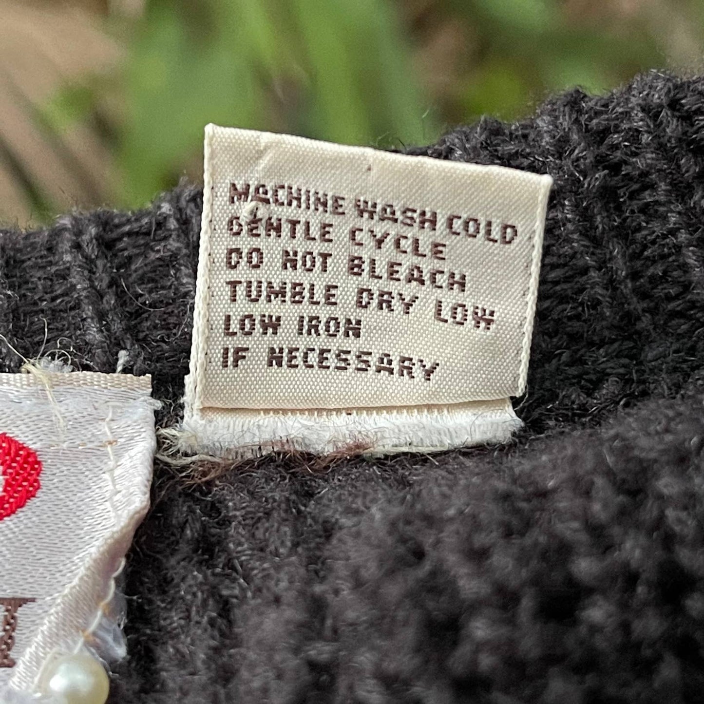 Vintage 80s Cotton Blend Caridigan Sweater Black Button Up Chevron Rinzi Size S