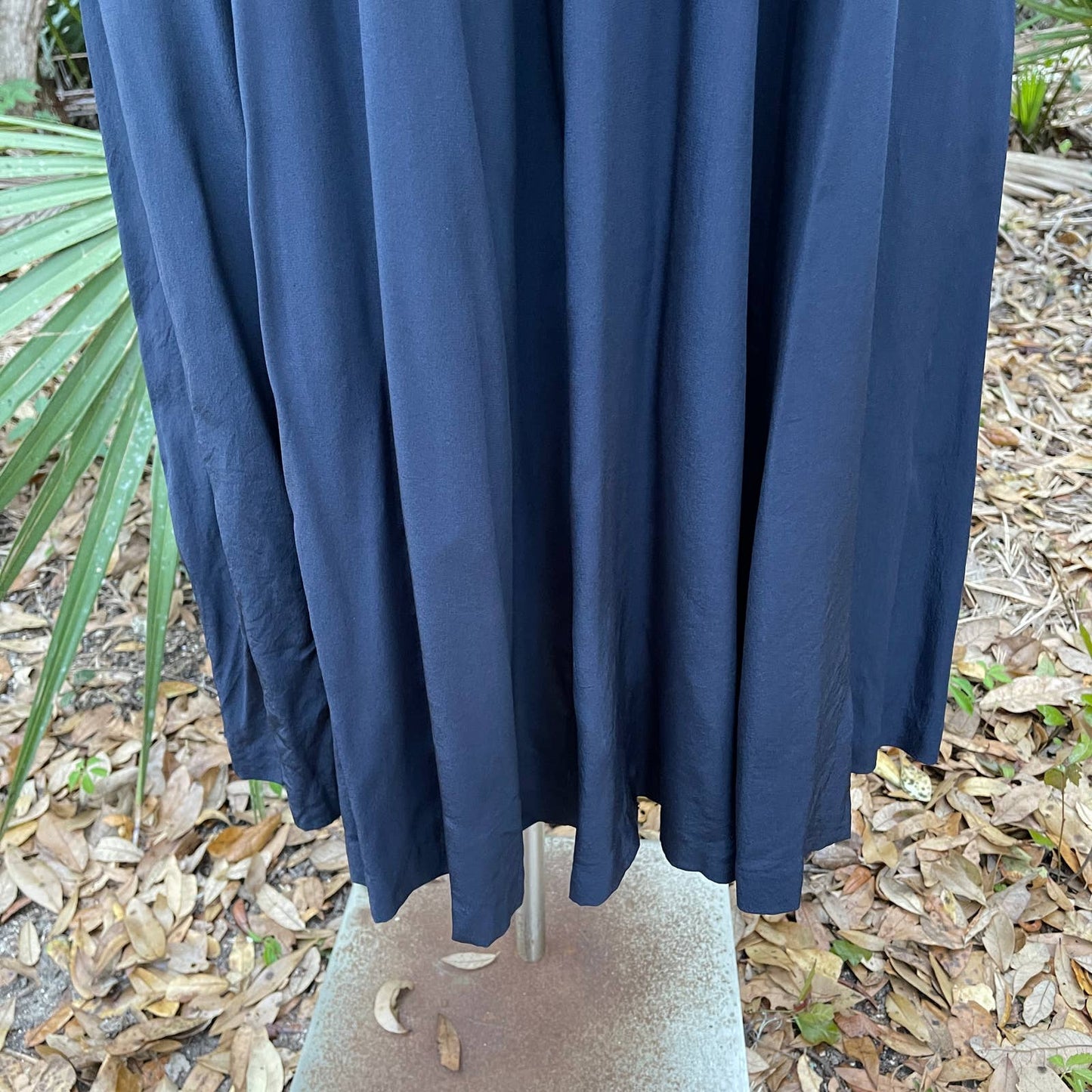 Strapless Silk Gown Dark Blue Midi Dress Boned Bust Ellen Tracy Size 12