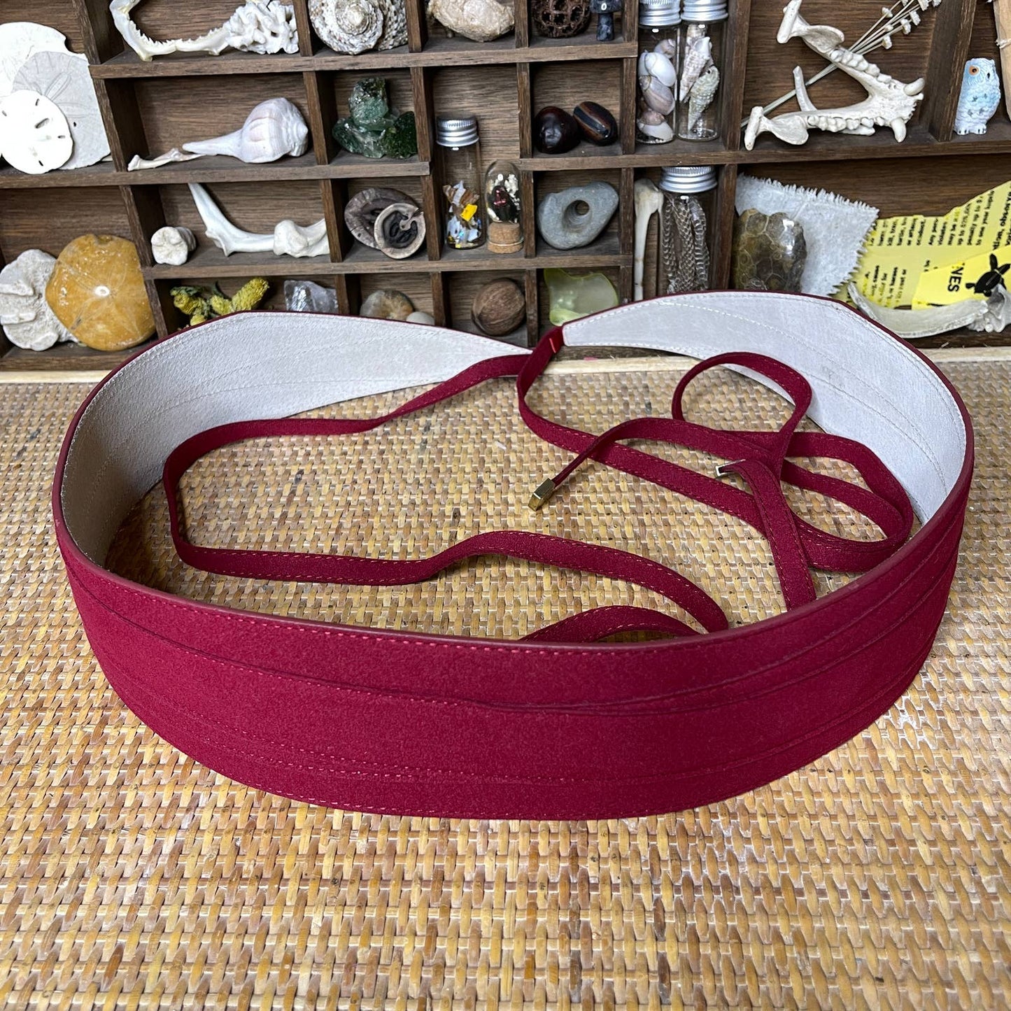 Wide Merlot Red Faux Suede Belt Tie On Style Volup Plus Size