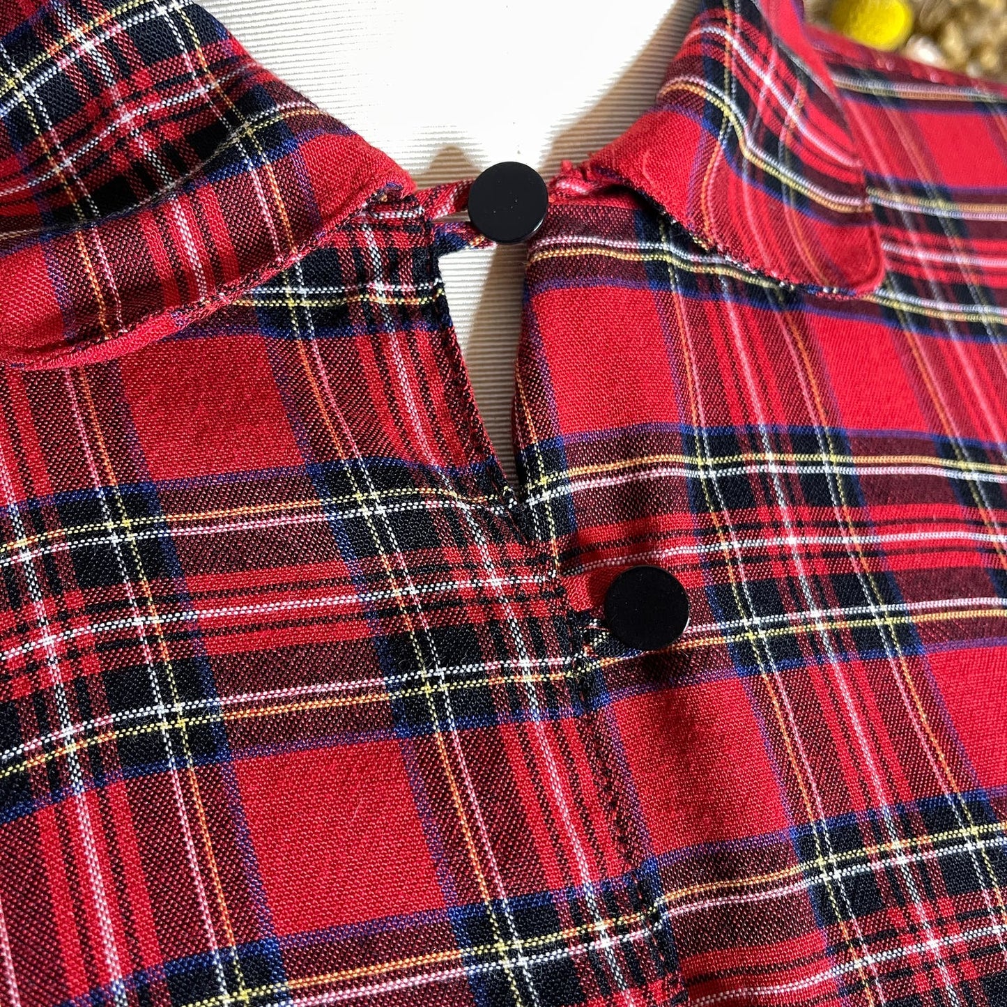 Gap Vintage 90s Red Plaid Top Peter Pan Collar Long Sleeve Rayon Size L