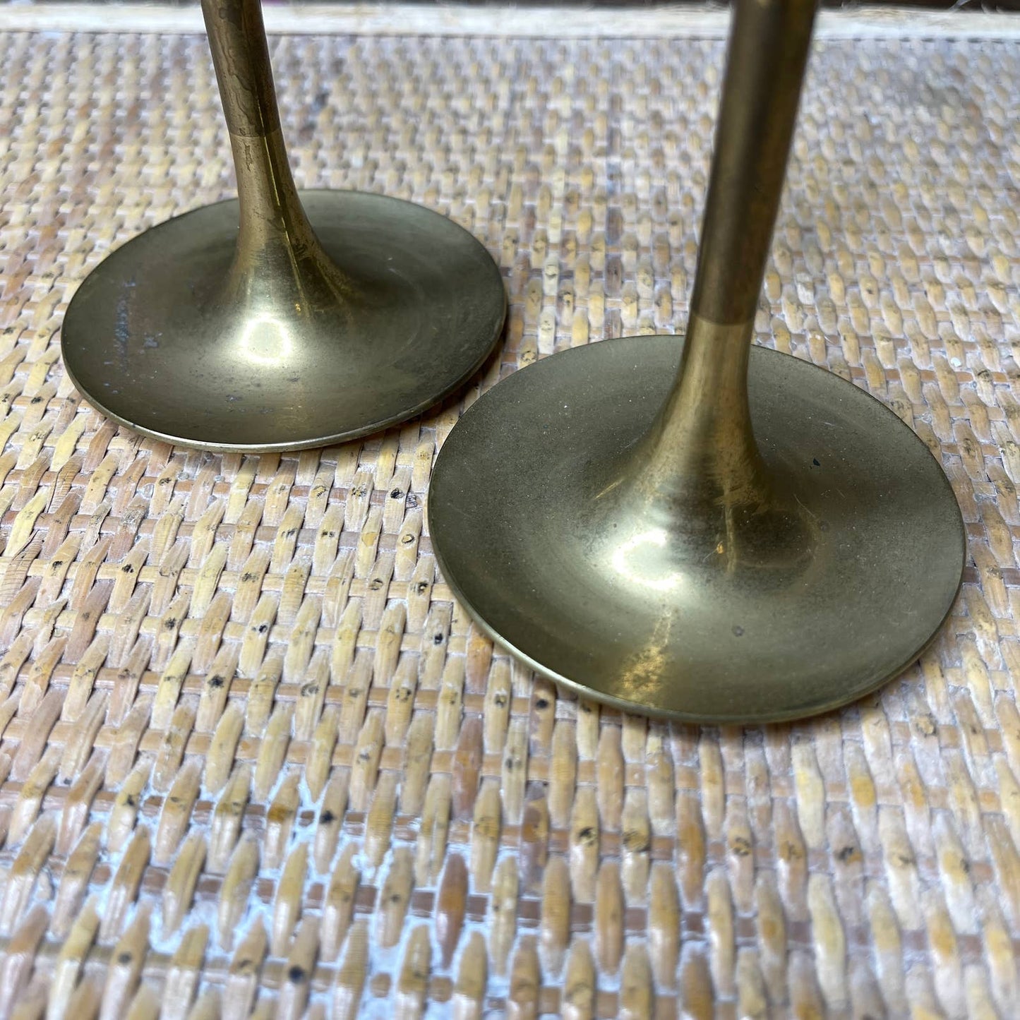Vintage 70s Brass Candlestick Holder Set of 2 Made in India