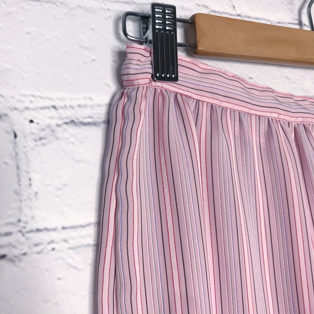 Vintage 80s Pink Striped Midi Wrap Skirt Ronnie Ronnie Size 12 M