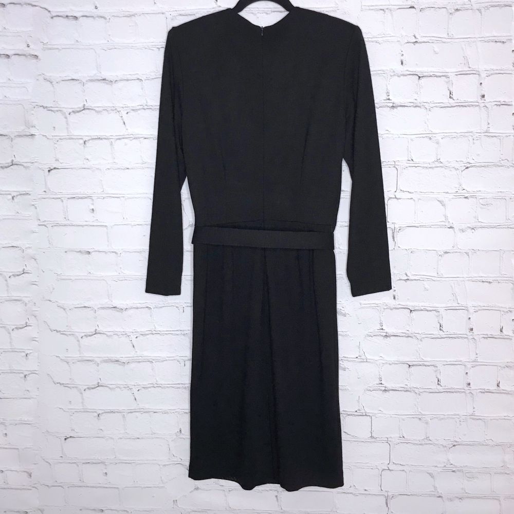 Vintage 80s Classic Black Wool Dress Long Sleeves Brooks Brothers Size 8 M