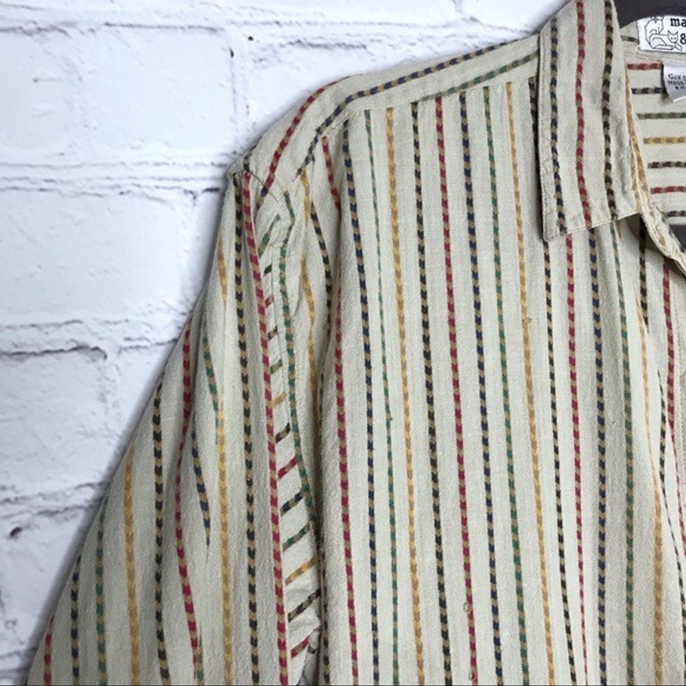Vintage 90s Button Down Shirt Chevron Stripes Long Sleeves Maggie & Max Size L