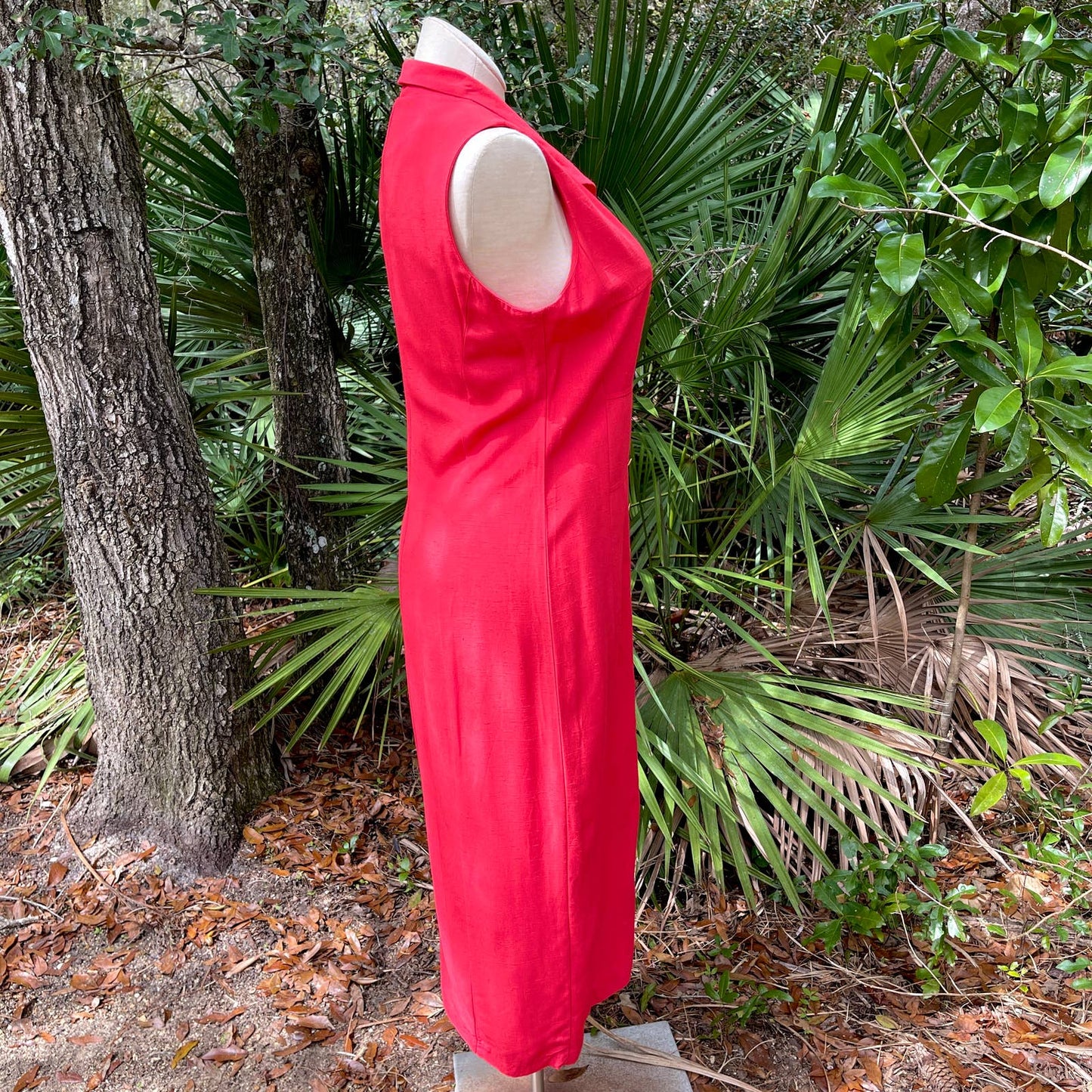 Vintage 90s Button Front Maxi Dress Sorbet Red Sleeveless Dani Max Size 14