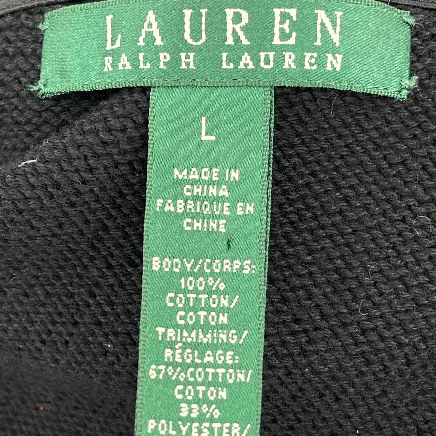 Vintage Y2K Black Cardigan Jacket Double Breasted Buttons Lauren Ralph Lauren L