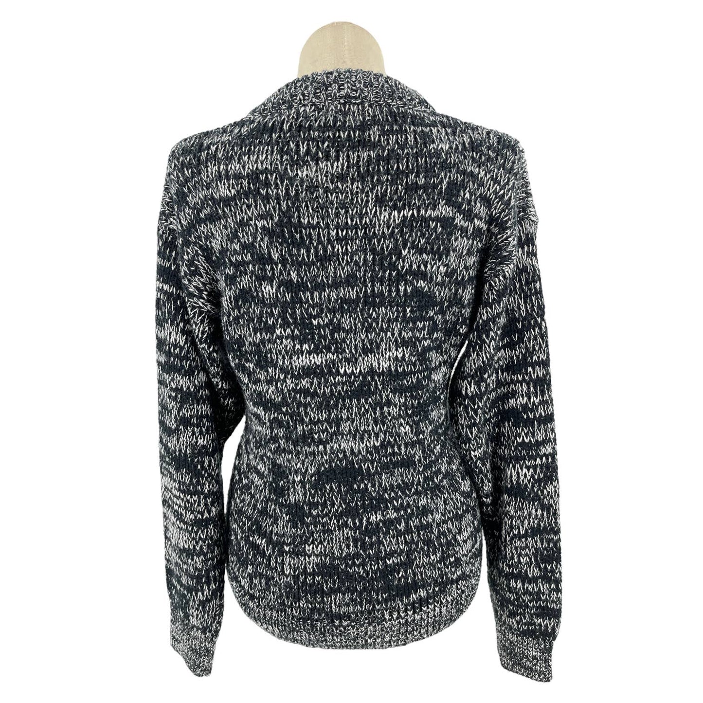 Vintage 90s Black and White Geometric Sweater Pullover LS Nicolas Allen Size M