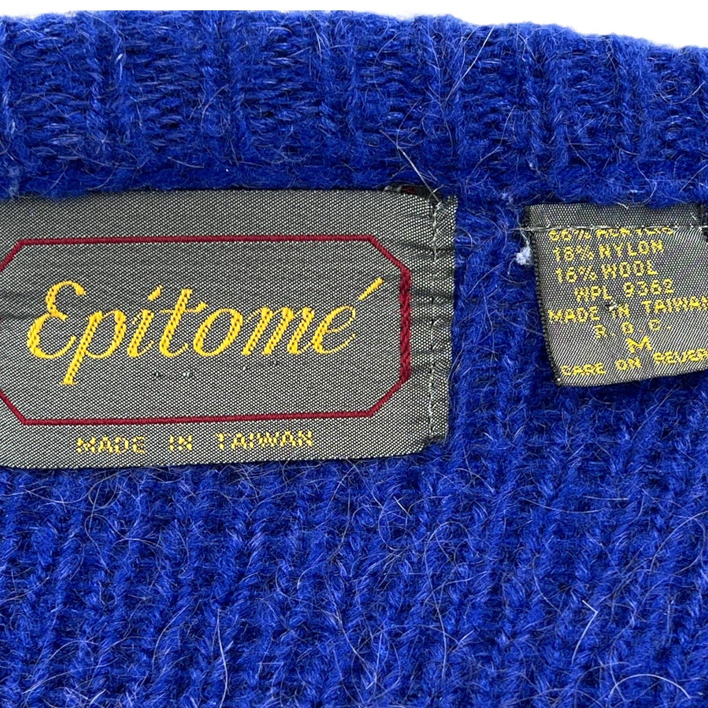 Vintage 80s Cobalt Blue Wool Blend Cardigan Sweater Puff Shoulder Epitomé Size M