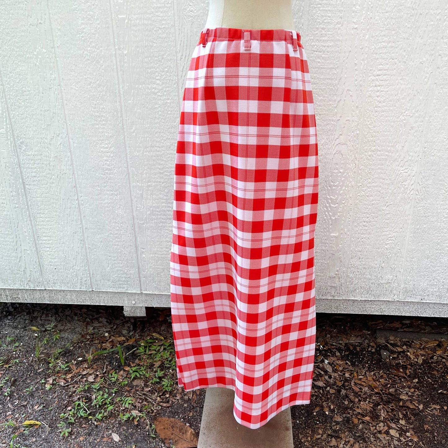 Vintage 70s Orange Plaid Maxi Skirt Set Pockets Anchor Buttons Jantzen Size M