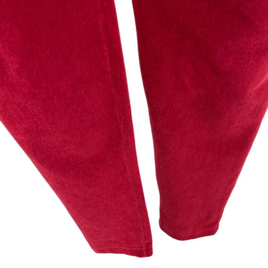Vintage 90s Red Velour Ribbed Knit Tapered Pants Leggings Soft Capacity Size L