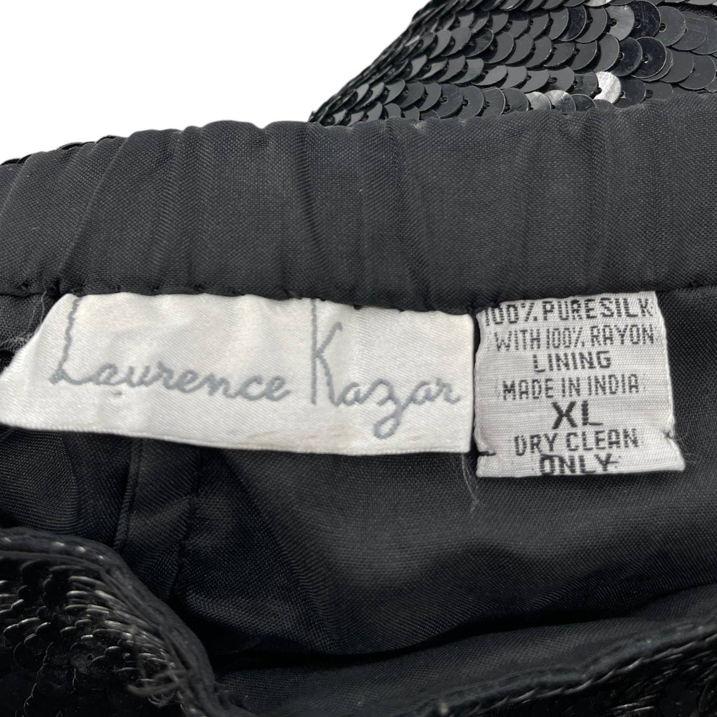 Vintage 90s Black Sequined Dress Shorts Glam Cabaret Lawrence Kazar Size XL