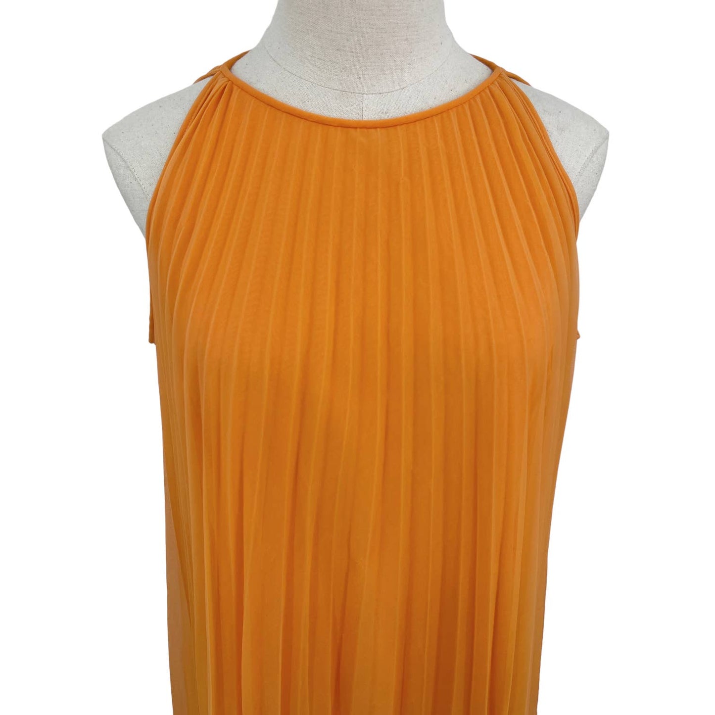 Vintage 60s Orange Pleated Babydoll Nightgown Tent Style Sleeveless Sears S M